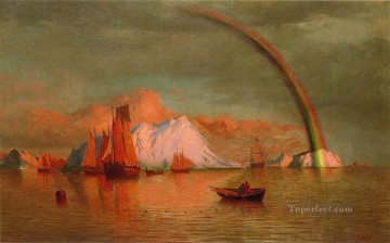ウィリアム・ブラッドフォード Painting - 虹のある北極の夕日 ウィリアム・ブラッドフォード